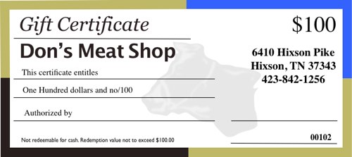 chattanooga meat gift certificate