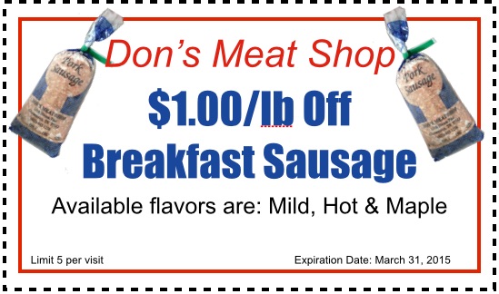 Don's Meat Shop Discount Coupon Sausage